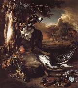 Jan Weenix A Deerhound with Dead Game and Implements of the Chase Sweden oil painting artist